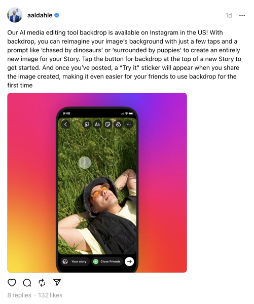 Instagram Adds Generative AI That Swaps Image Backgrounds Instagram Adds Generative AI That Swaps Image Backgrounds