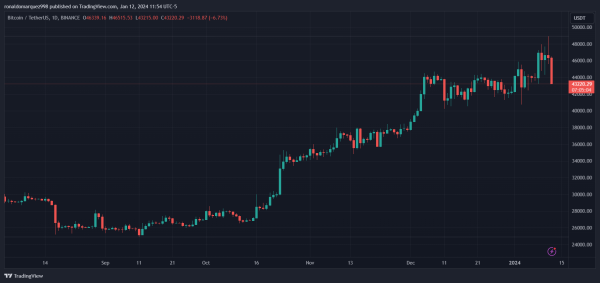 Bitcoin Price Suffers Post-Spot ETF Blues, Drops 7% To $43,200 Bitcoin Price Suffers Post-Spot ETF Blues, Drops 7% To $43,200