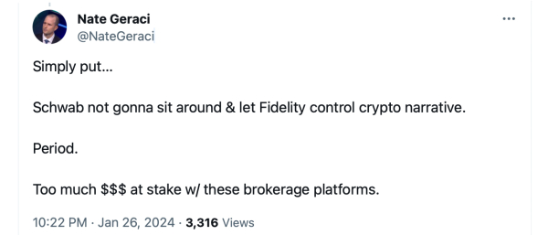 Analysts Suggest Financial Giant Charles Schwab Poised to Shake Up Bitcoin ETF Market With Potential Late Entry