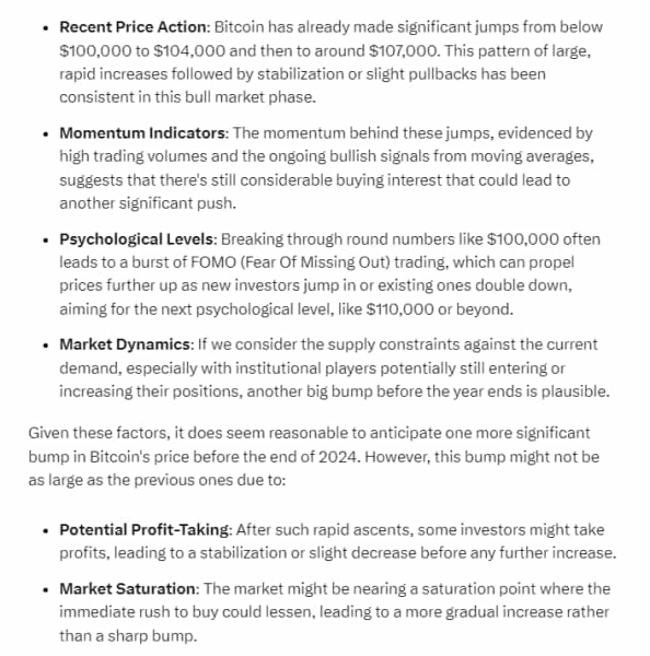 GrokAI sets Bitcoin (BTC) price for December 31, 2024 GrokAI sets Bitcoin (BTC) price for December 31, 2024