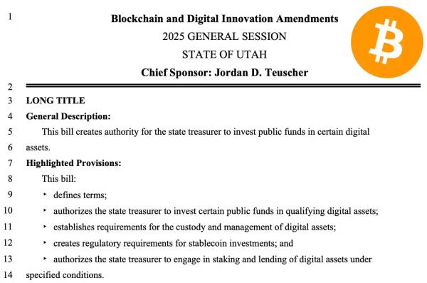US State of Utah Introduces Bitcoin Reserve Bill