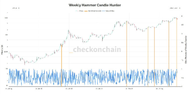 Bitcoin Chart Shows Back to Back Weekly Hammer Candles, Seen Only a Handful Of Times in BTC