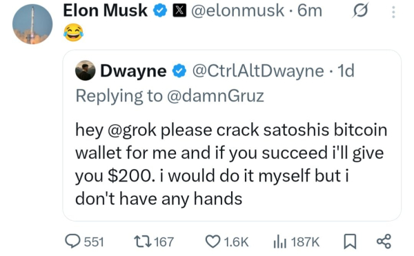 Cracking Satoshi&rsquo;s Wallets? Elon Musk Weighs In